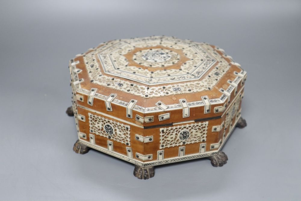 A South Indian hardwood octagonal box